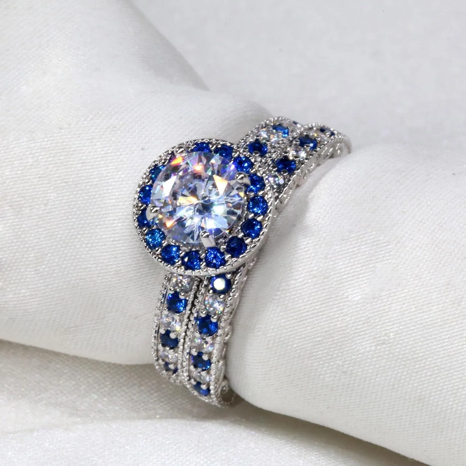 Couple Rings Matching Rings 1CT CZ 925 Sterling Silver Wedding Ring Sets for Women Wedding Band