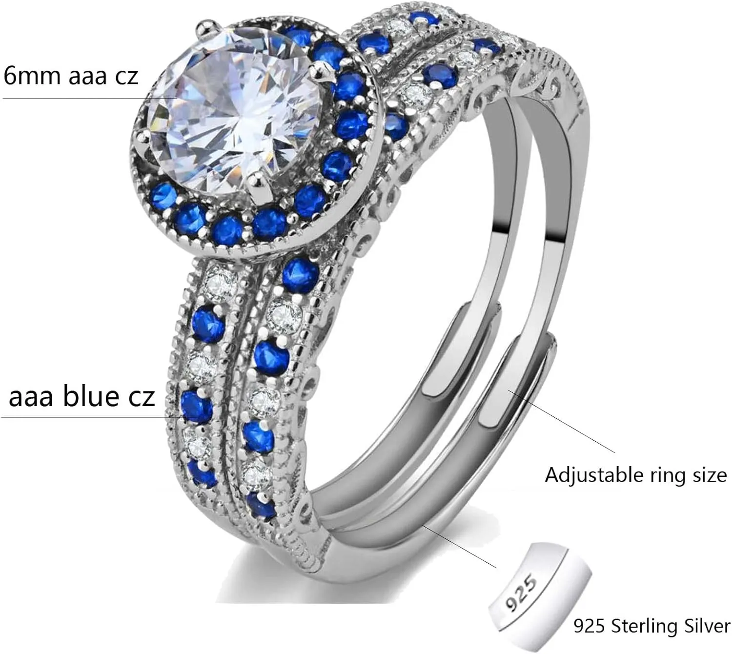Couple Rings Matching Rings 1CT CZ 925 Sterling Silver Wedding Ring Sets for Women Wedding Band