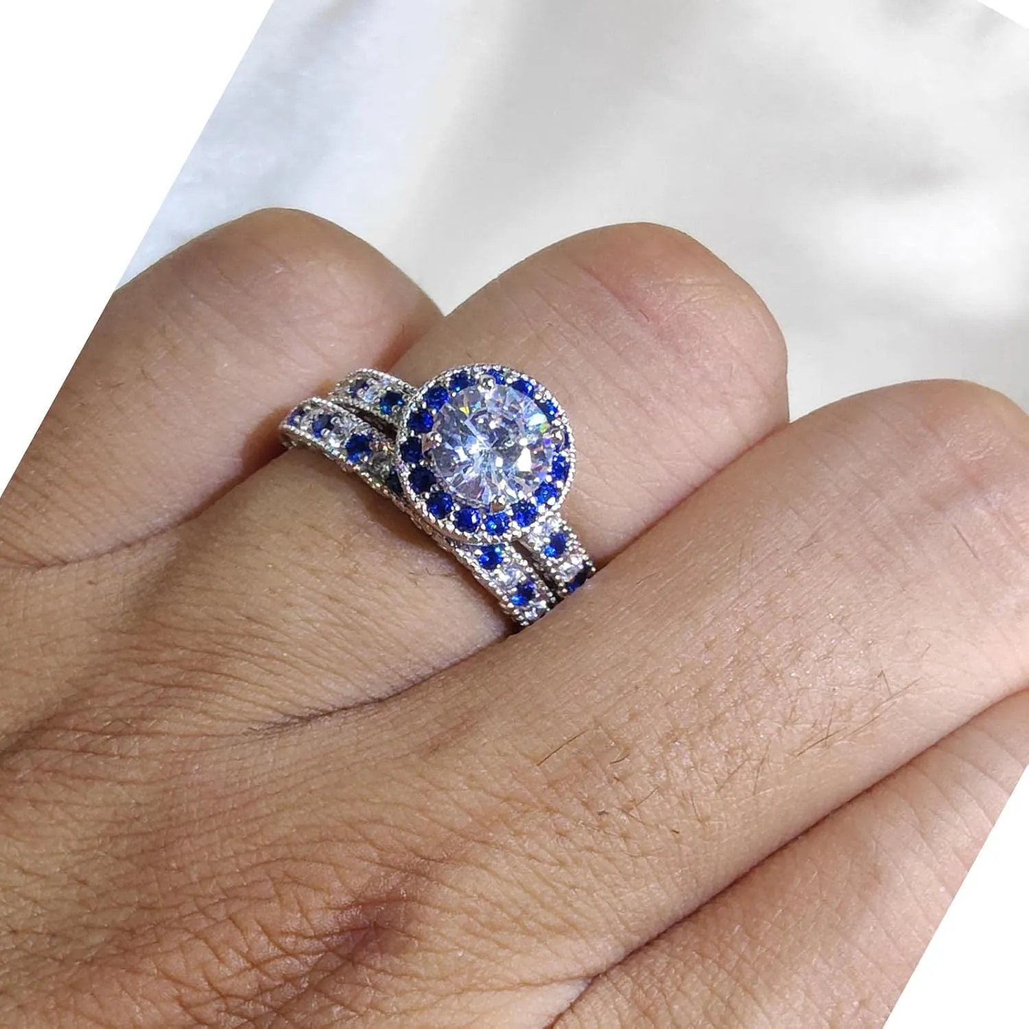 Couple Rings Matching Rings 1CT CZ 925 Sterling Silver Wedding Ring Sets for Women Wedding Band