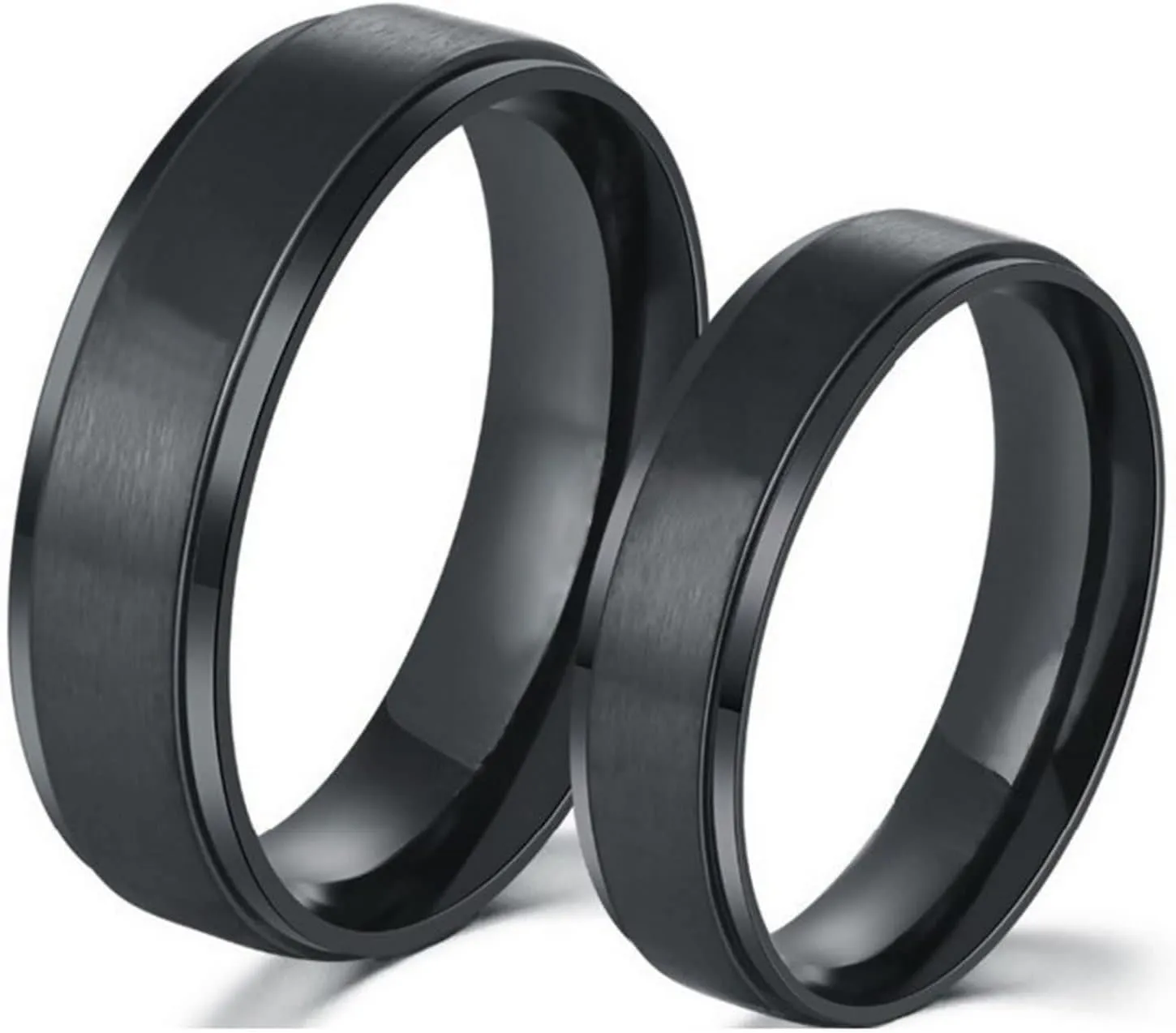 Couples Rings Black, Stainless Steel Rings Black Brushed Ring Comfort Fit