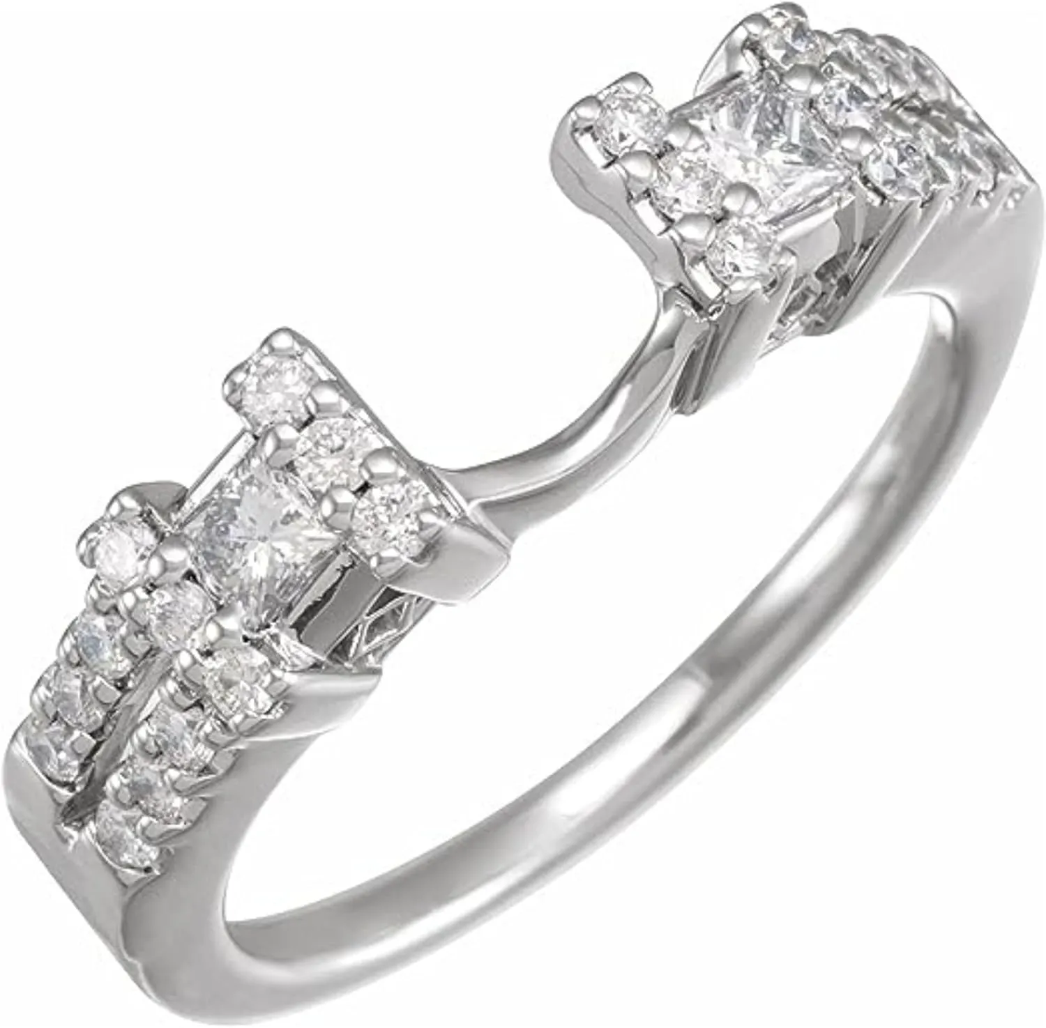 Created Round Cut White Diamond Ring / 925 Sterling Silver 14K White Gold Finish Ring/Warp Guard Wedding/Engagement Enhancer Ring For Women