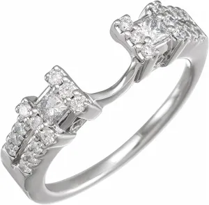 Created Round Cut White Diamond Ring / 925 Sterling Silver 14K White Gold Finish Ring/Warp Guard Wedding/Engagement Enhancer Ring For Women