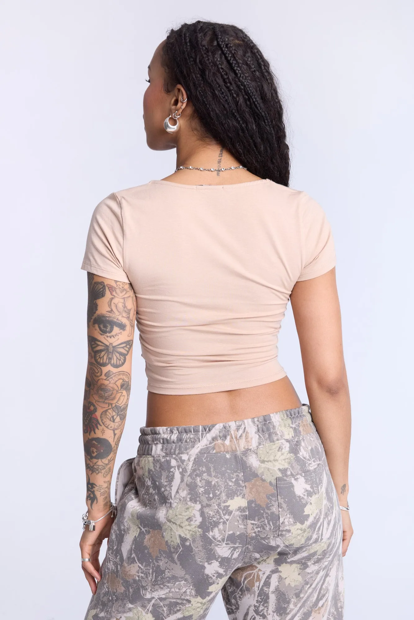 Cropped Square Neck Tee