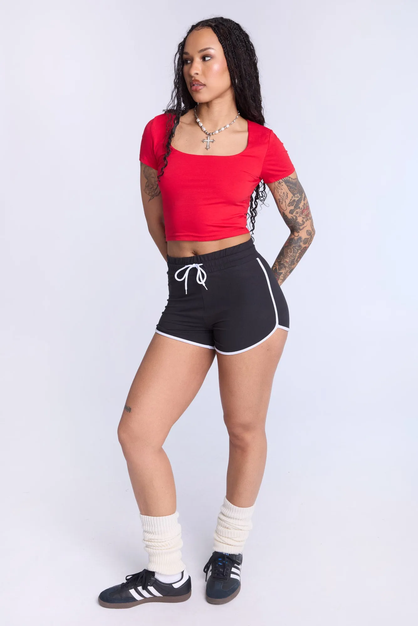 Cropped Square Neck Tee