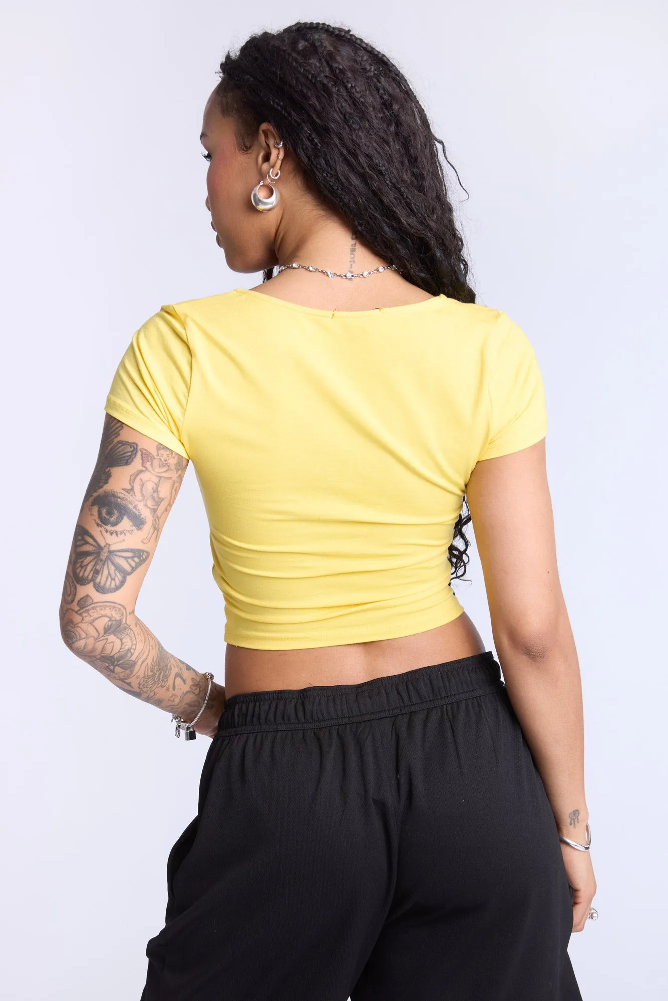 Cropped Square Neck Tee