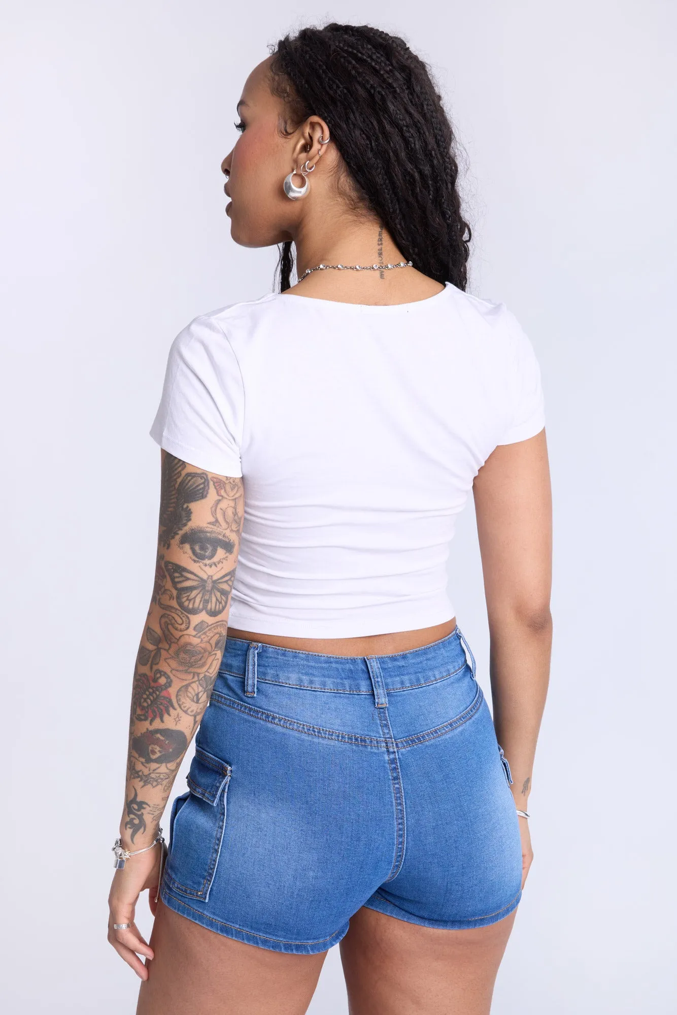 Cropped Square Neck Tee