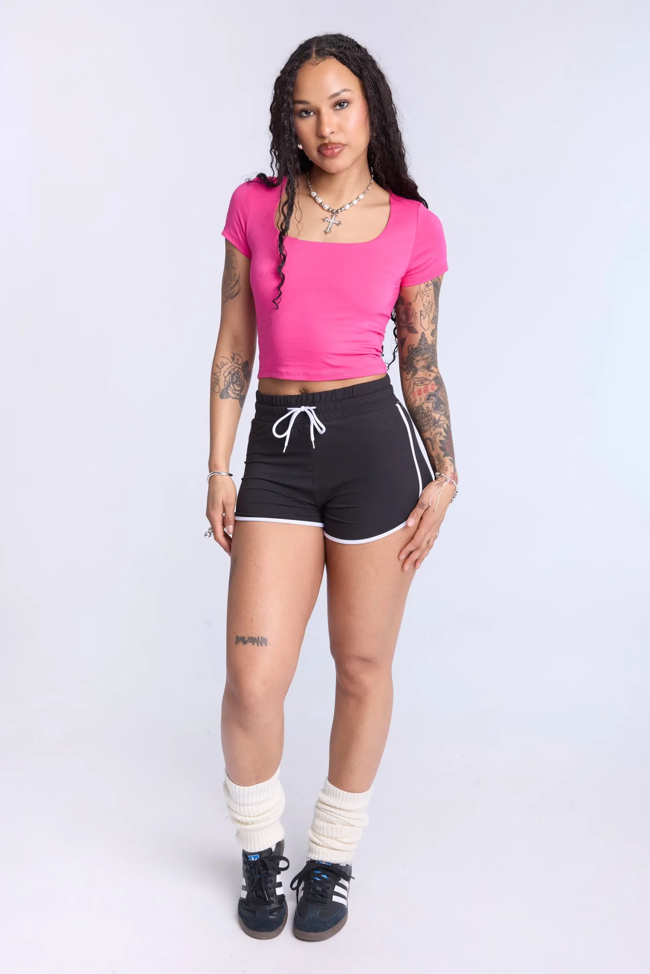 Cropped Square Neck Tee