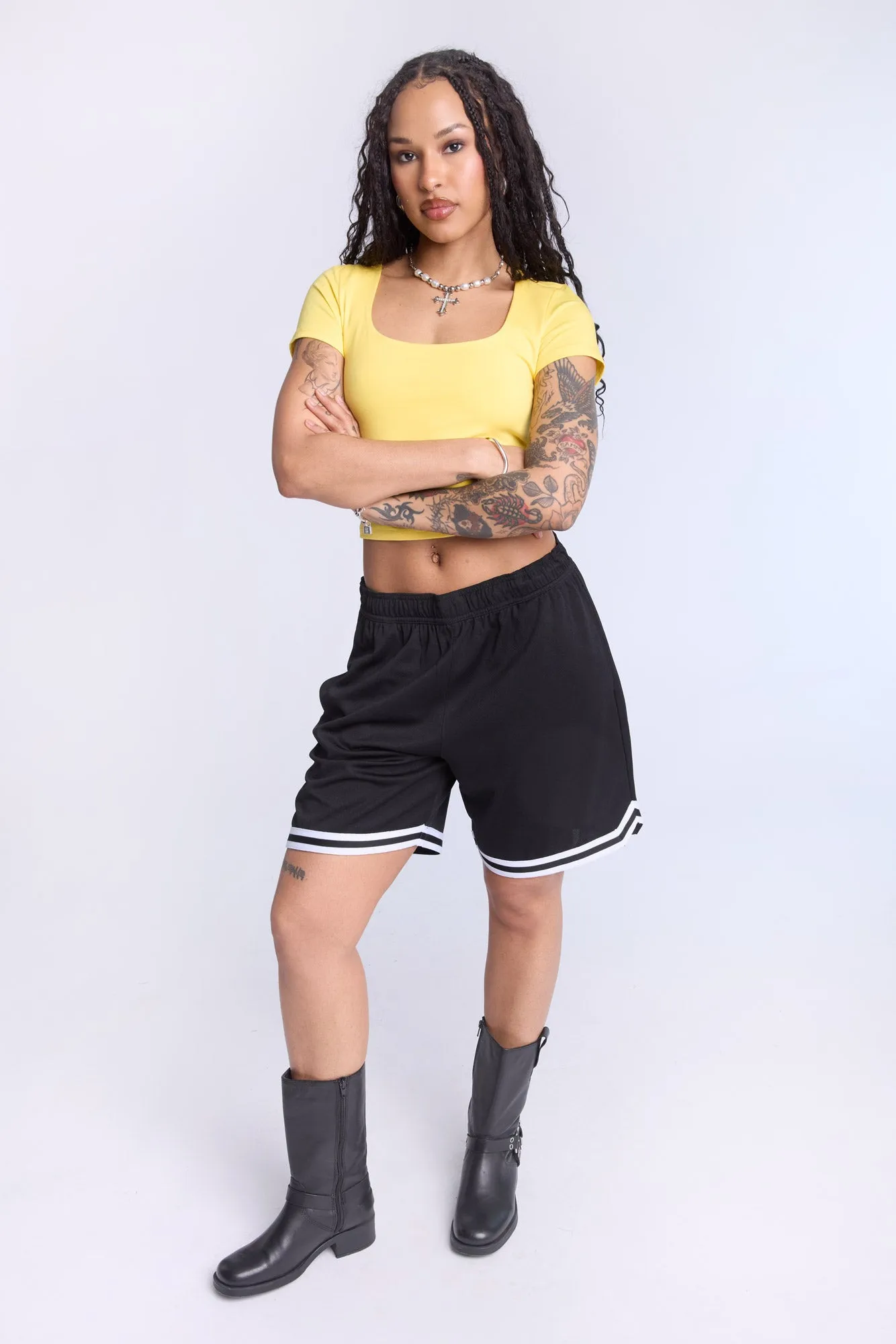 Cropped Square Neck Tee