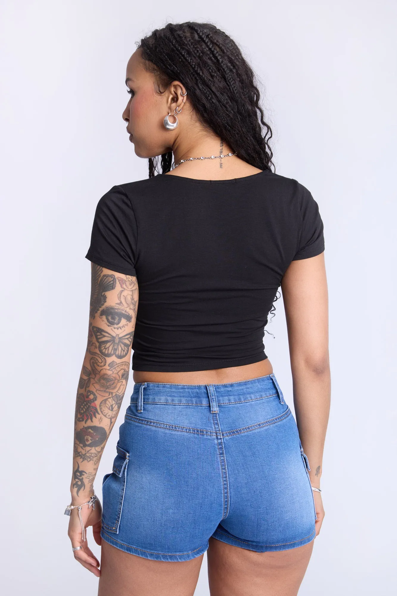 Cropped Square Neck Tee