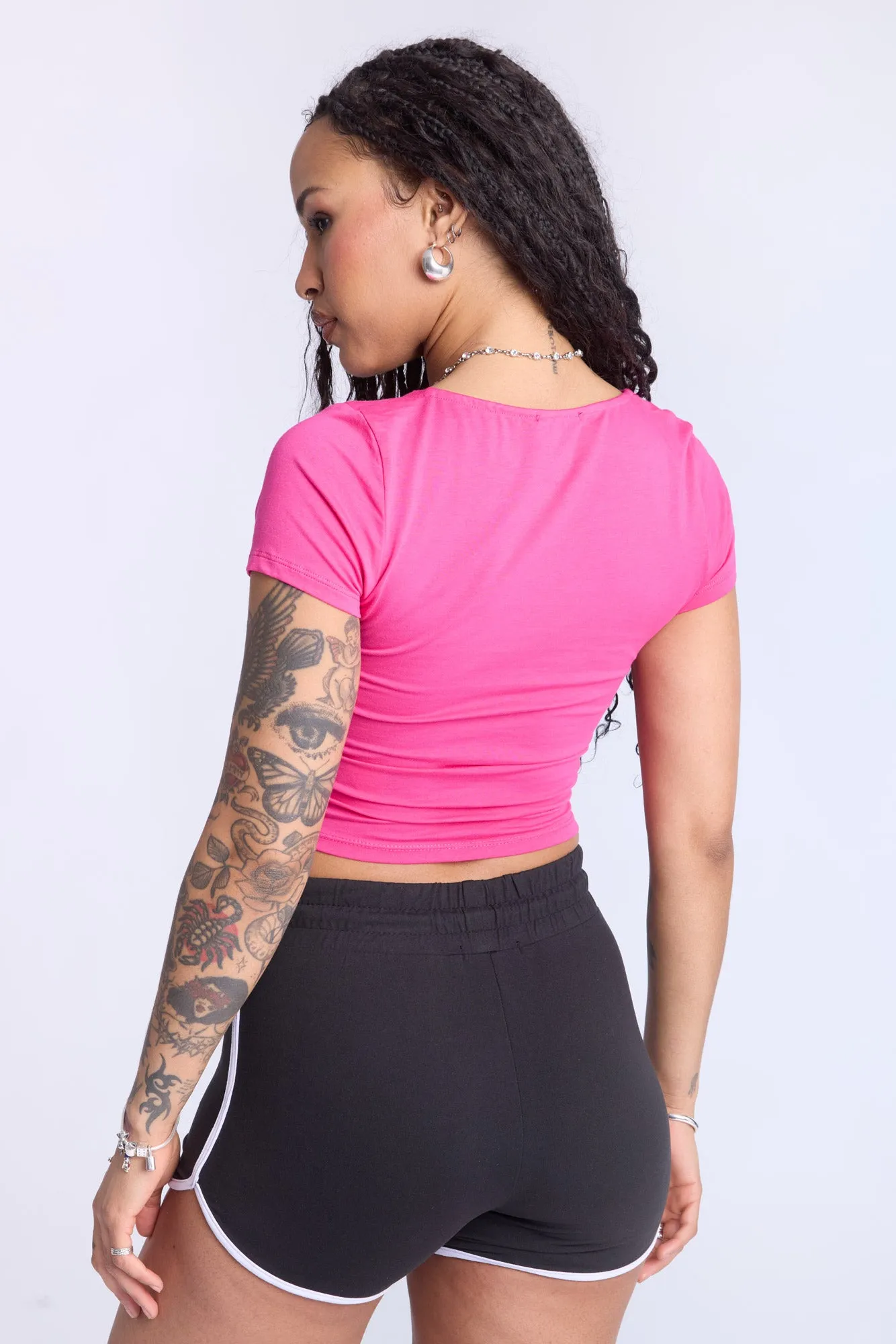 Cropped Square Neck Tee