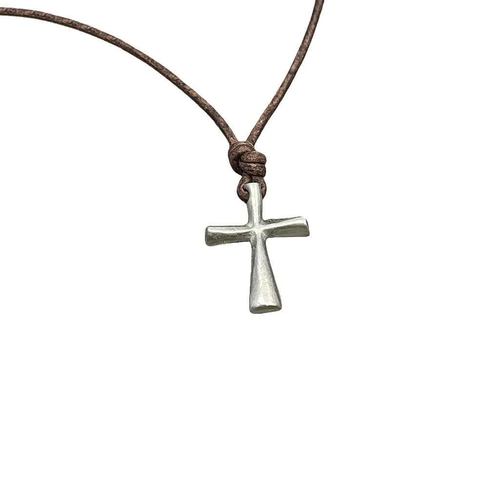 Cross Necklace for Men Leather Cord mens cross necklaces, Surfer rope Christian Jewelry HandMade By Zulasurfing In USA