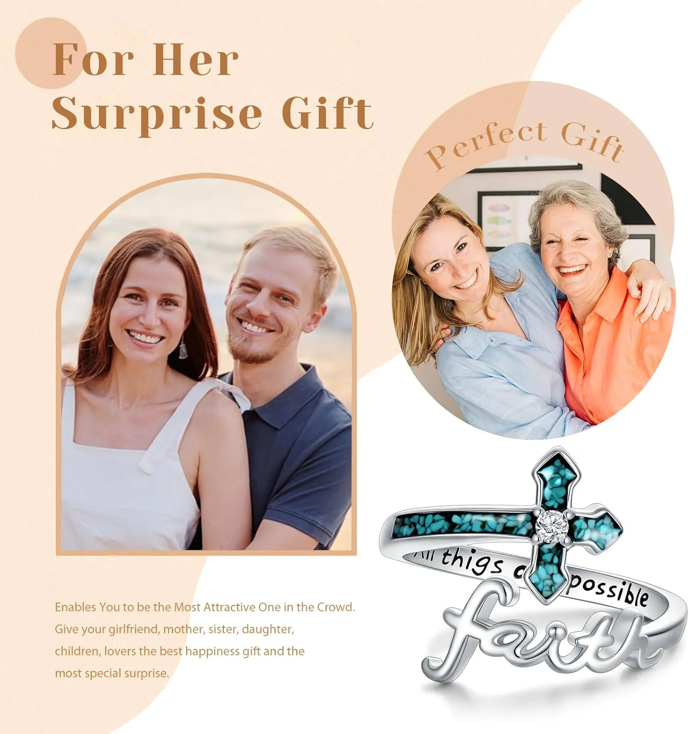 Cross Rings for Women 925 Sterling Silver Faith Cross Rings Christian Religious Jewelry Gifts for Men