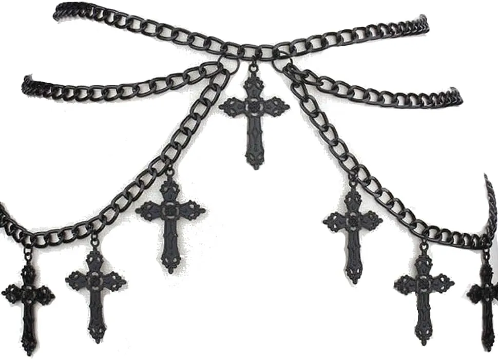 Cross Waist Chain Belt - Punk Gothic Crossover Body Belly Chains Tassel for Women Girl