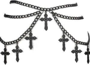 Cross Waist Chain Belt - Punk Gothic Crossover Body Belly Chains Tassel for Women Girl
