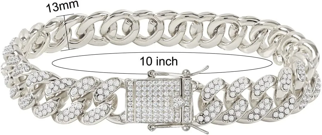 Cuban Link Anklets for Women Plus Size Large Ankle Bracelets Gold Silver Rhinestone Diamond Bling Anklets Women 9 10 inch