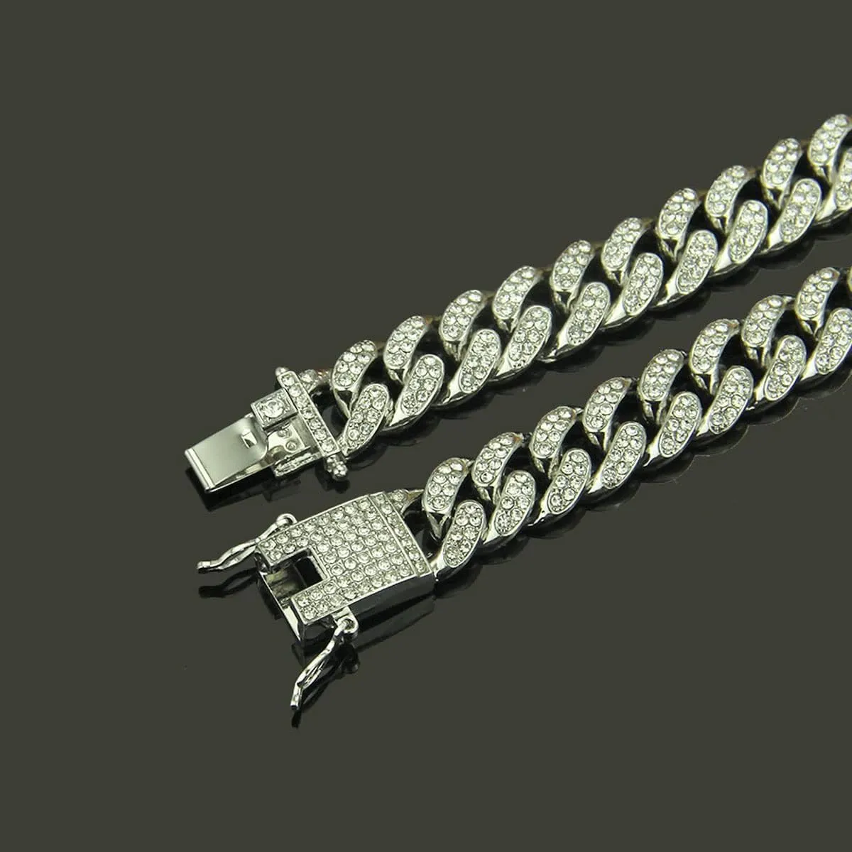 Cuban Link Anklets for Women Plus Size Large Ankle Bracelets Gold Silver Rhinestone Diamond Bling Anklets Women 9 10 inch