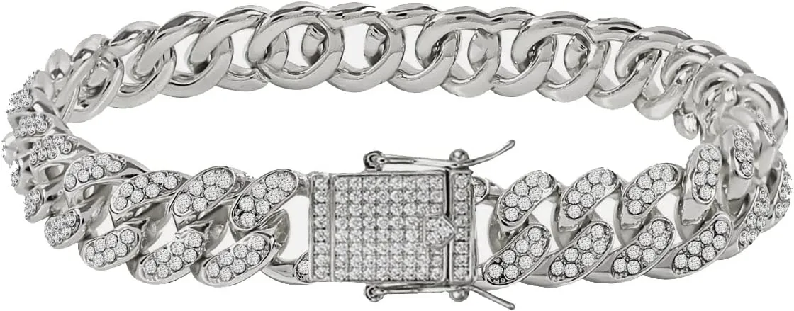 Cuban Link Anklets for Women Plus Size Large Ankle Bracelets Gold Silver Rhinestone Diamond Bling Anklets Women 9 10 inch