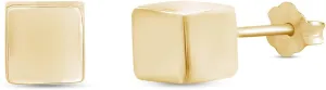 Cube Stud Earring in 14k Gold Plated Sterling Silver With Push Back Jewelry Gift for Women