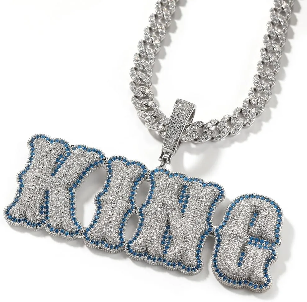 Custom Chain for Men Letter Necklace Iced Out Pendant Custom Name Necklace Personalized Name Plate Necklaces Hip Hop Name Chain for Rapper