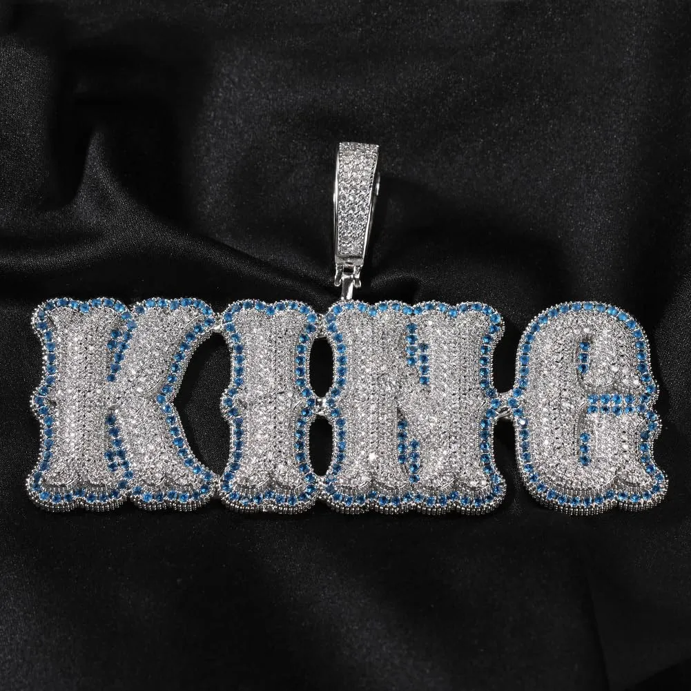 Custom Chain for Men Letter Necklace Iced Out Pendant Custom Name Necklace Personalized Name Plate Necklaces Hip Hop Name Chain for Rapper