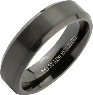 Custom Engraved Black Plated Stainless Steel Brushed, Brushed Center Groove Beveled Edge or Brushed Pipe Style 4mm, 6mm or 8mm Band Ring