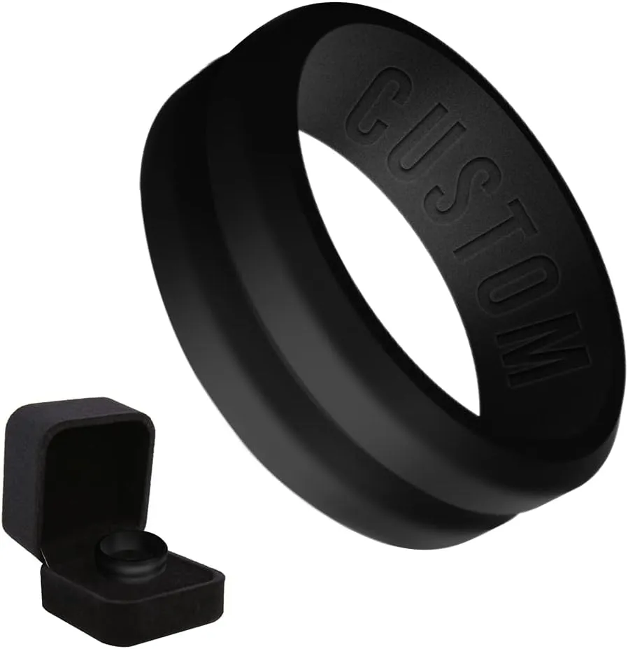 Custom Silicone V Style Wedding Engagement Silicone Rubber Wedding Bands for Men Women Laser Engraved Ring