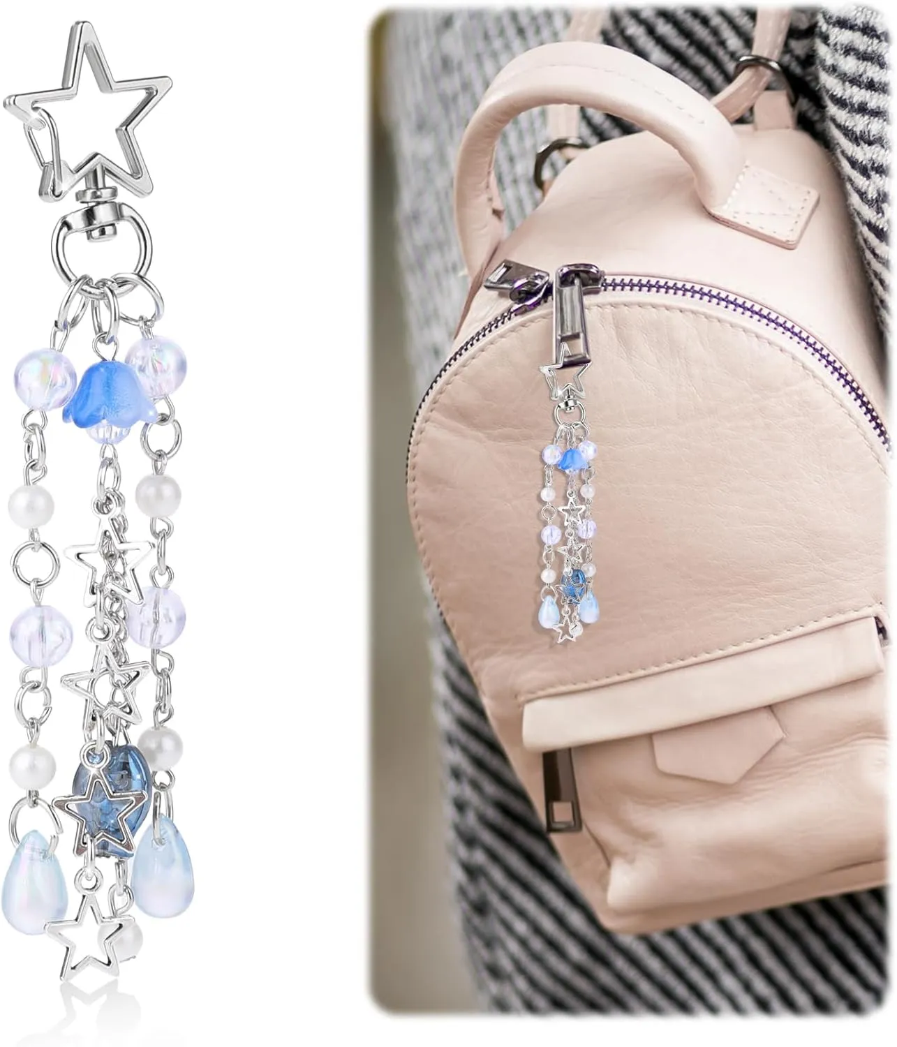 Cute Jellyfish Charm Keychain Jellyfish Keychain Star Jelly Decor Y2K Aesthetic Keyring for Women Girls Jellyfish Bag Charms Purse Accessories Ocean Keychain Jellyfish Phone Charm
