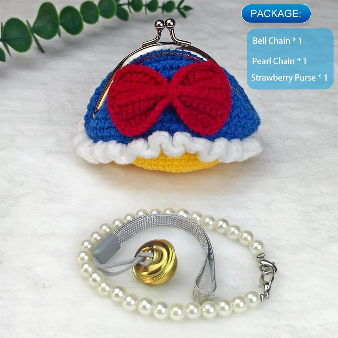 Cute Small Coin Pouch - Crochet Bow Dress Coin Purse for Women, Kiss Lock Change Purse Mini Knitting Bag