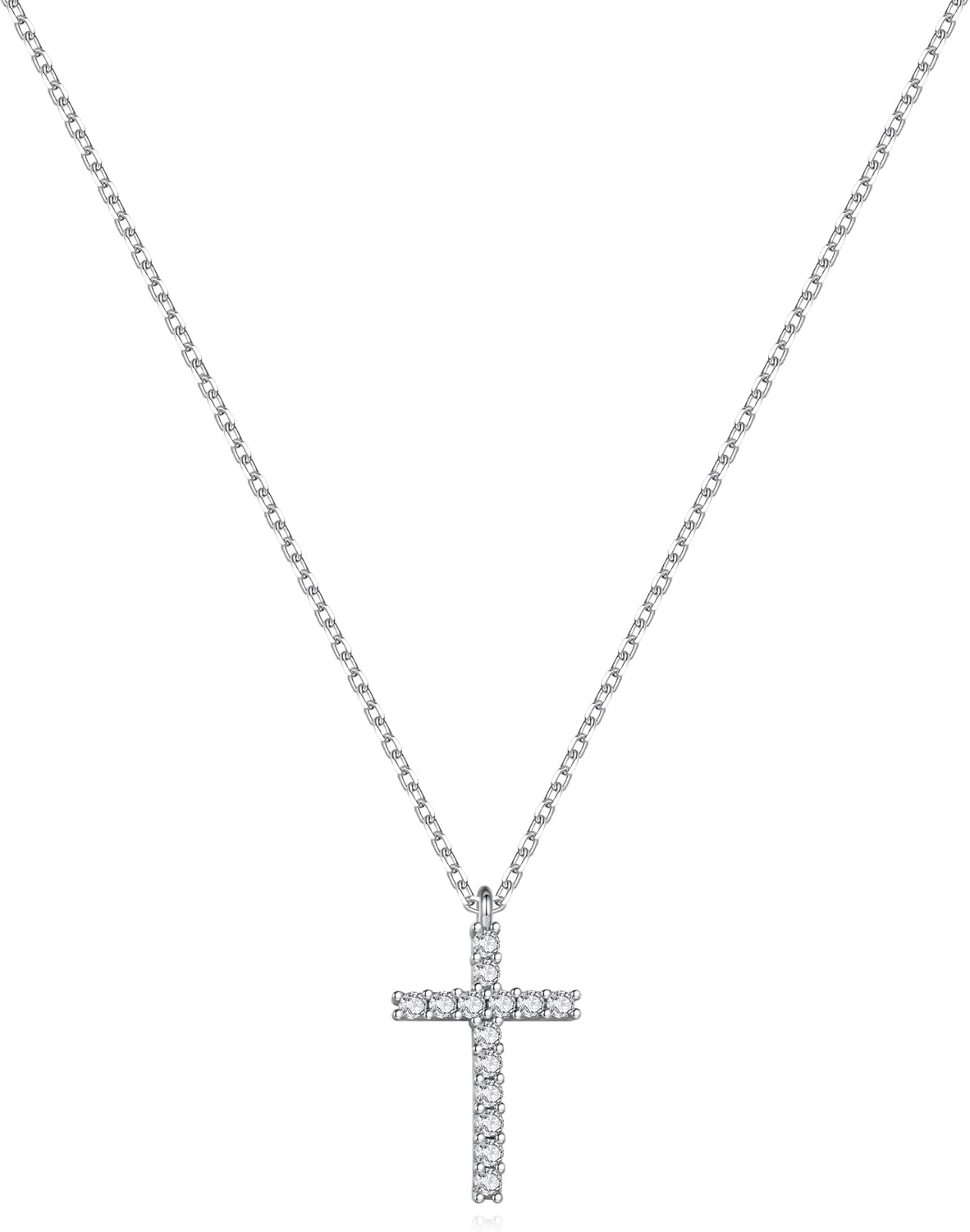 Dainty 925 Sterling Silver Cross Necklace for Women, Trendy Womens Cross Necklace for Girls Simple Silver Pendant Link Chains for Teen Girls Birthday Jewelry Gifts