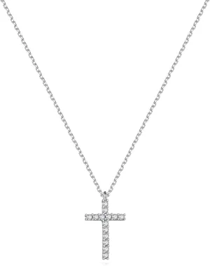 Dainty 925 Sterling Silver Cross Necklace for Women, Trendy Womens Cross Necklace for Girls Simple Silver Pendant Link Chains for Teen Girls Birthday Jewelry Gifts