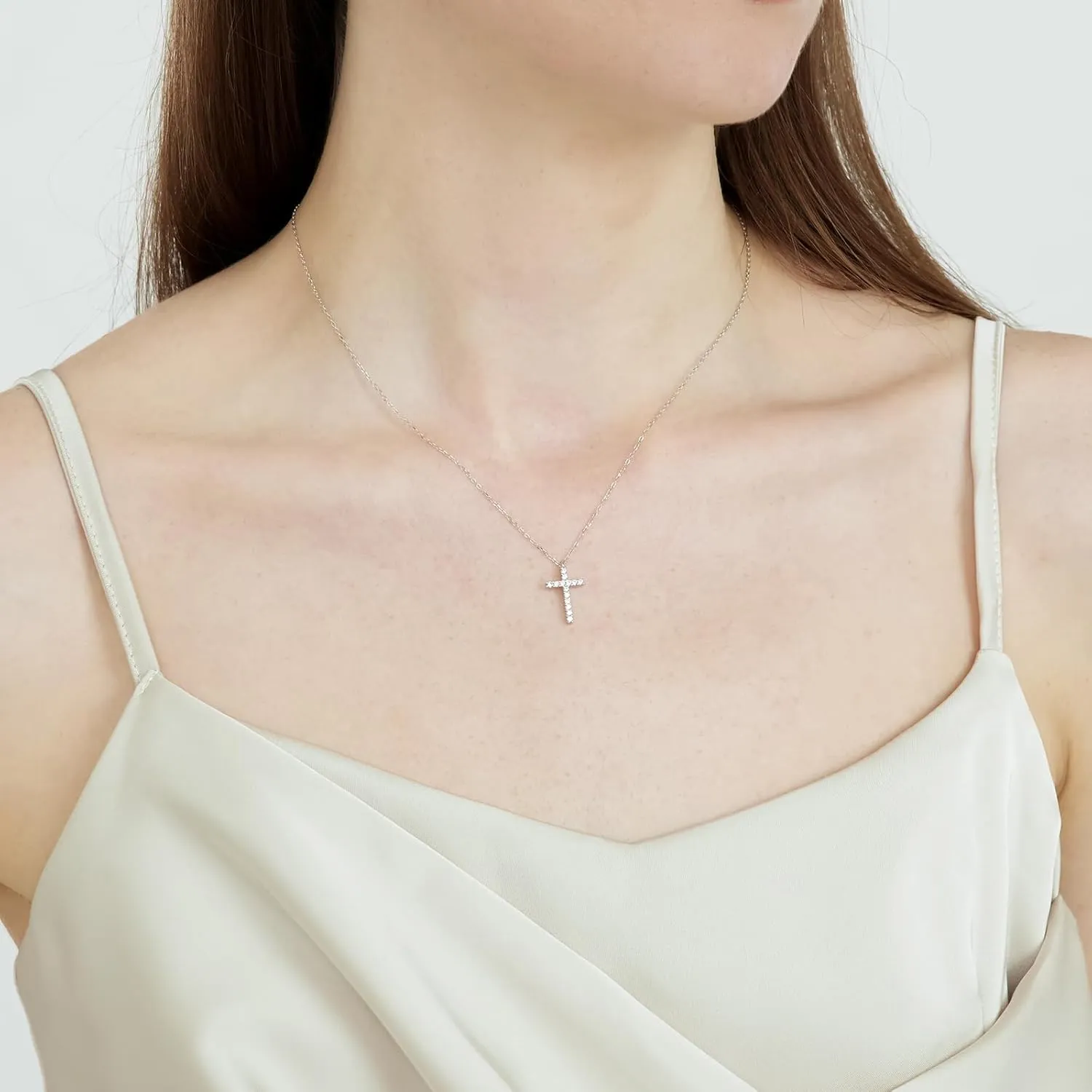 Dainty 925 Sterling Silver Cross Necklace for Women, Trendy Womens Cross Necklace for Girls Simple Silver Pendant Link Chains for Teen Girls Birthday Jewelry Gifts