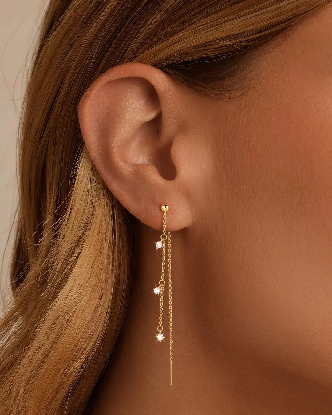 Dangle Earrings for Women Dainty Long Hanging Gold/Silver Chain Earrings Trendy Hypoallergenic Dangling CZ/Pearl Threader Earrings for Women Jewelry
