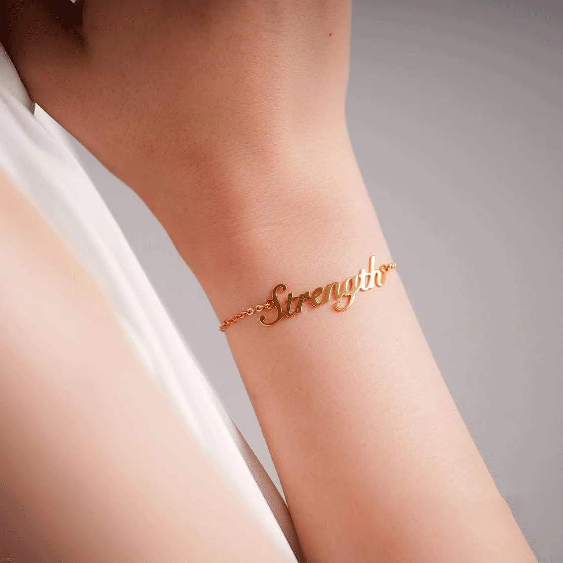 DayOfShe Personalized Name Bracelet or Anklet for Women, Custom Engraved Inspirational Cuff Bangle Infinity Love Gift for Mom