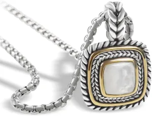 Designer Inspired 7MM CZ Pendant Necklace for Women 18K Gold Plated Two Tone Wheat Cable Necklaces