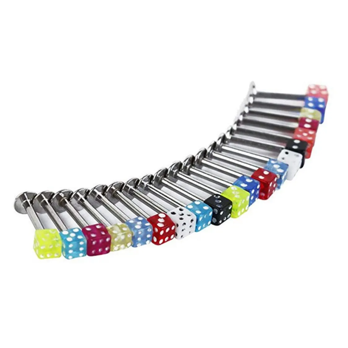 Dice Tongue Rings Tongue Rings Acrylic Dice Lip Bars Belly Button Rings Body Piercing Ornament 20PCS Mixed Color