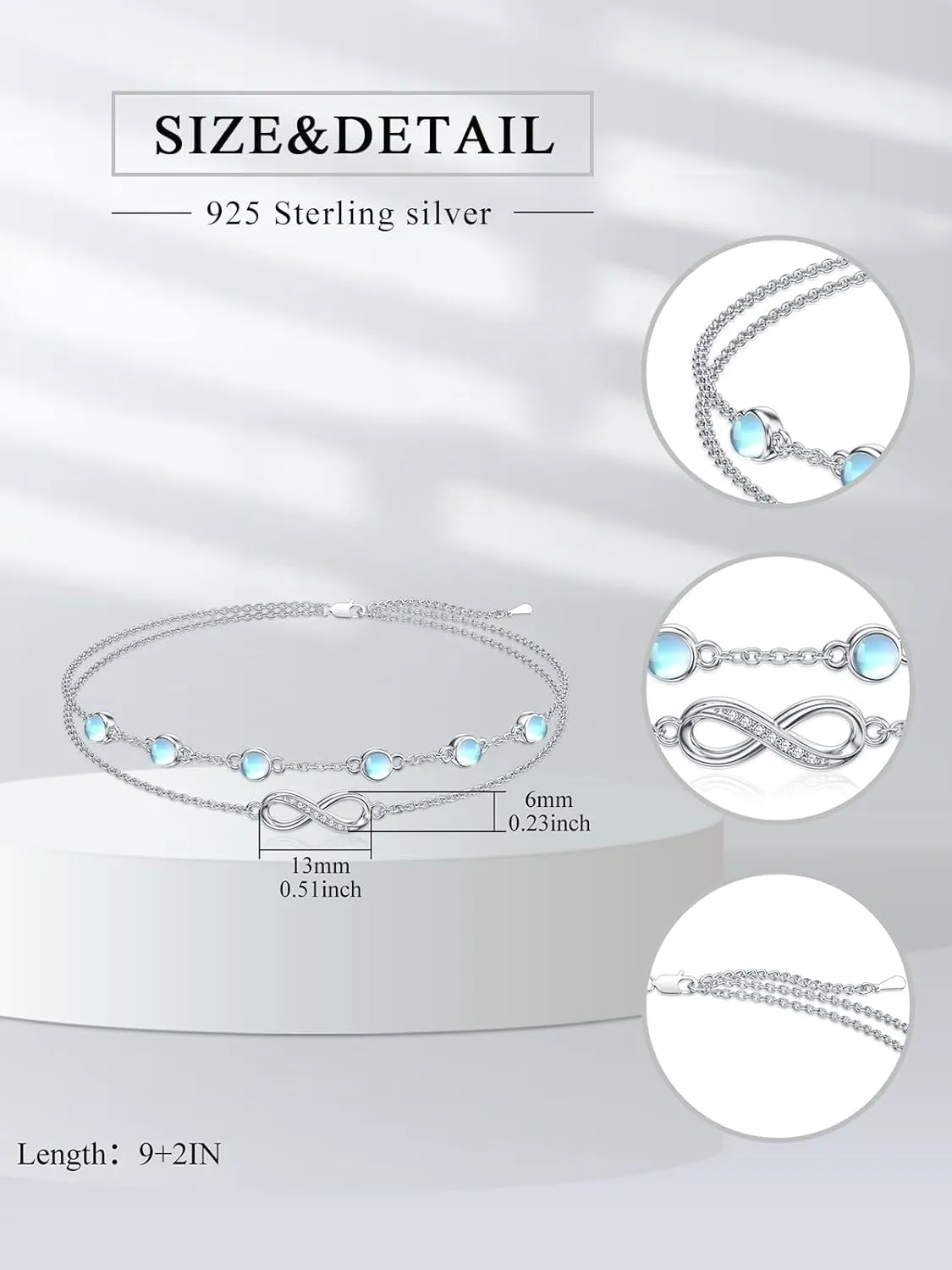 Dorunmo Anklet Bracelets For Women 925 Sterling Silver Birthstone/Infinity/Butterfly/Evil Eye/Turtle/Pineapple/Starfish/Heart Anklets Bracelets Jewelry Gifts for Women