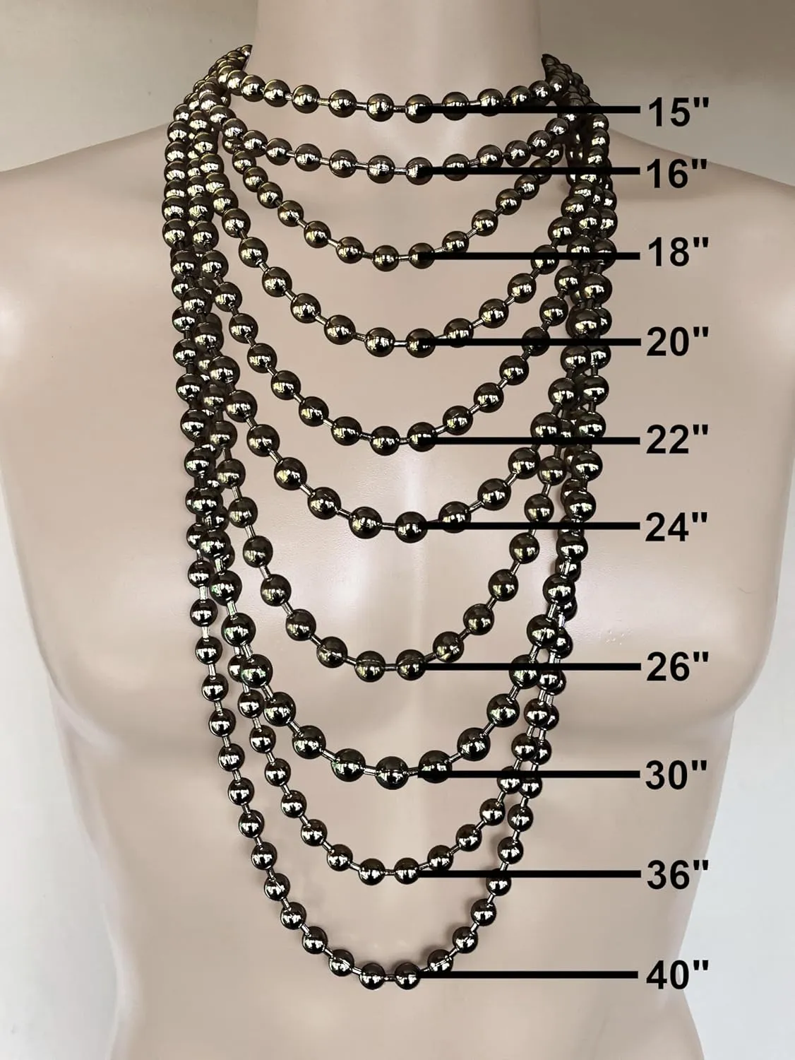 DragonWeave 9.5mm Extra Large Gunmetal Steel Ball Chain Mens Necklace with Extra Durable Finish - ANY LENGTH
