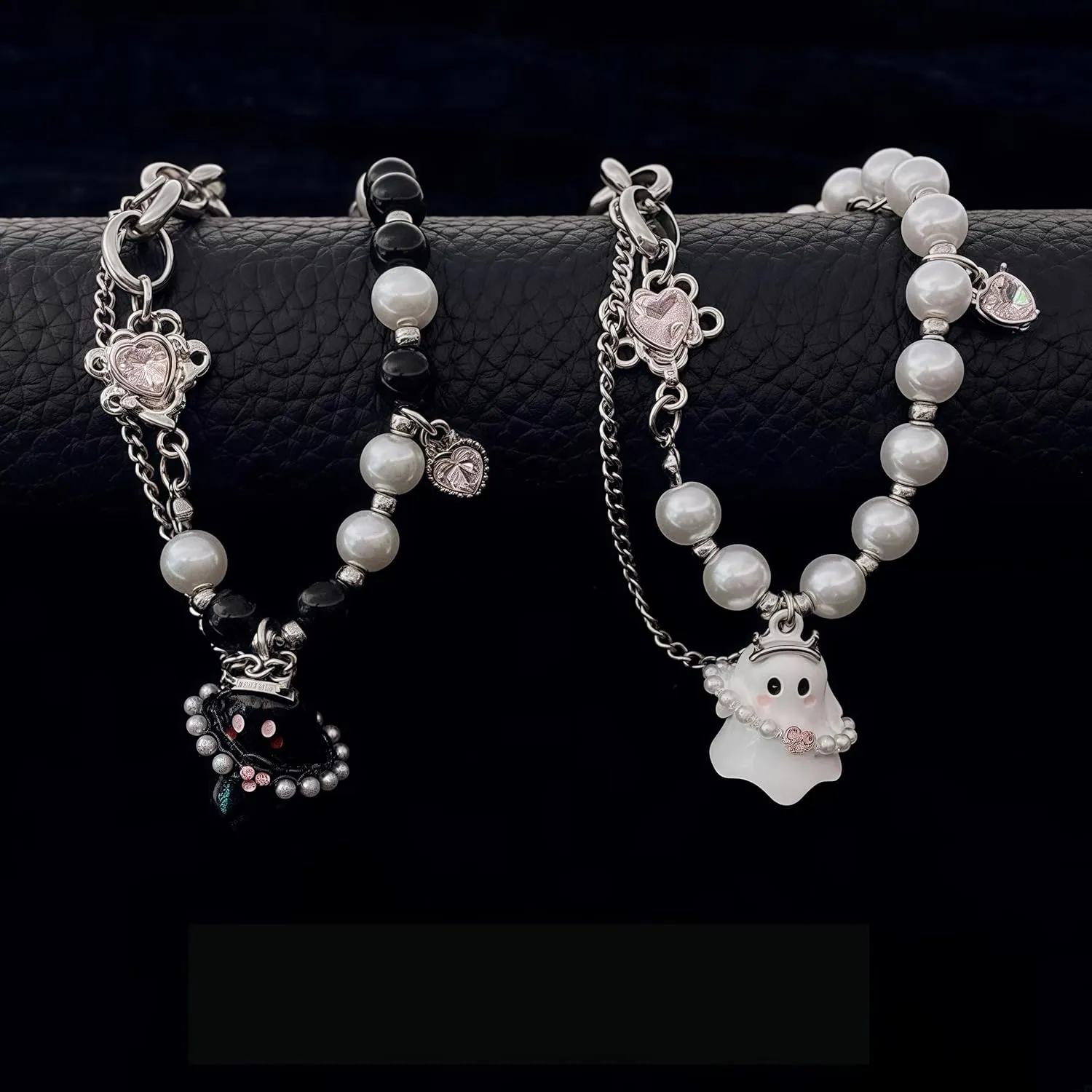 eartif Spooky Ghost Bracelet, Funny Ghost Natural Stone Friendship Bracelets