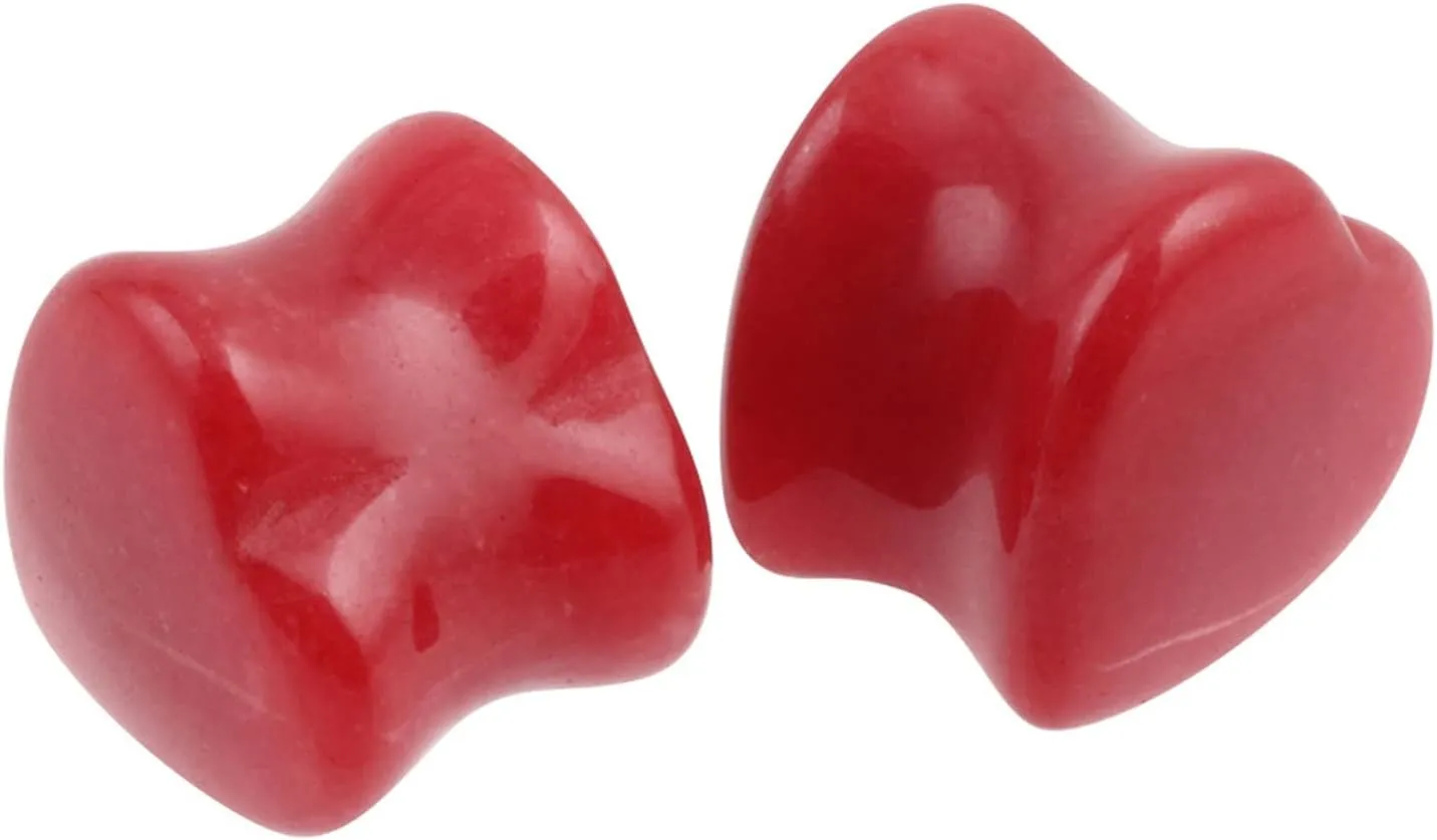 Epinki Gauge Ear, 2PCS Ear Gauges Red Heart Stone Women and Men Body Jewelry Piercing Kit