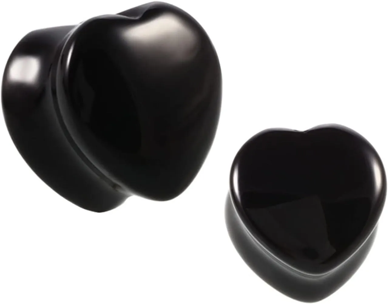 Epinki Mens Ear Plugs Gauges, 1 Pair Ear Gauges Black Heart Stone Women Ear Gauge Stretching Kit