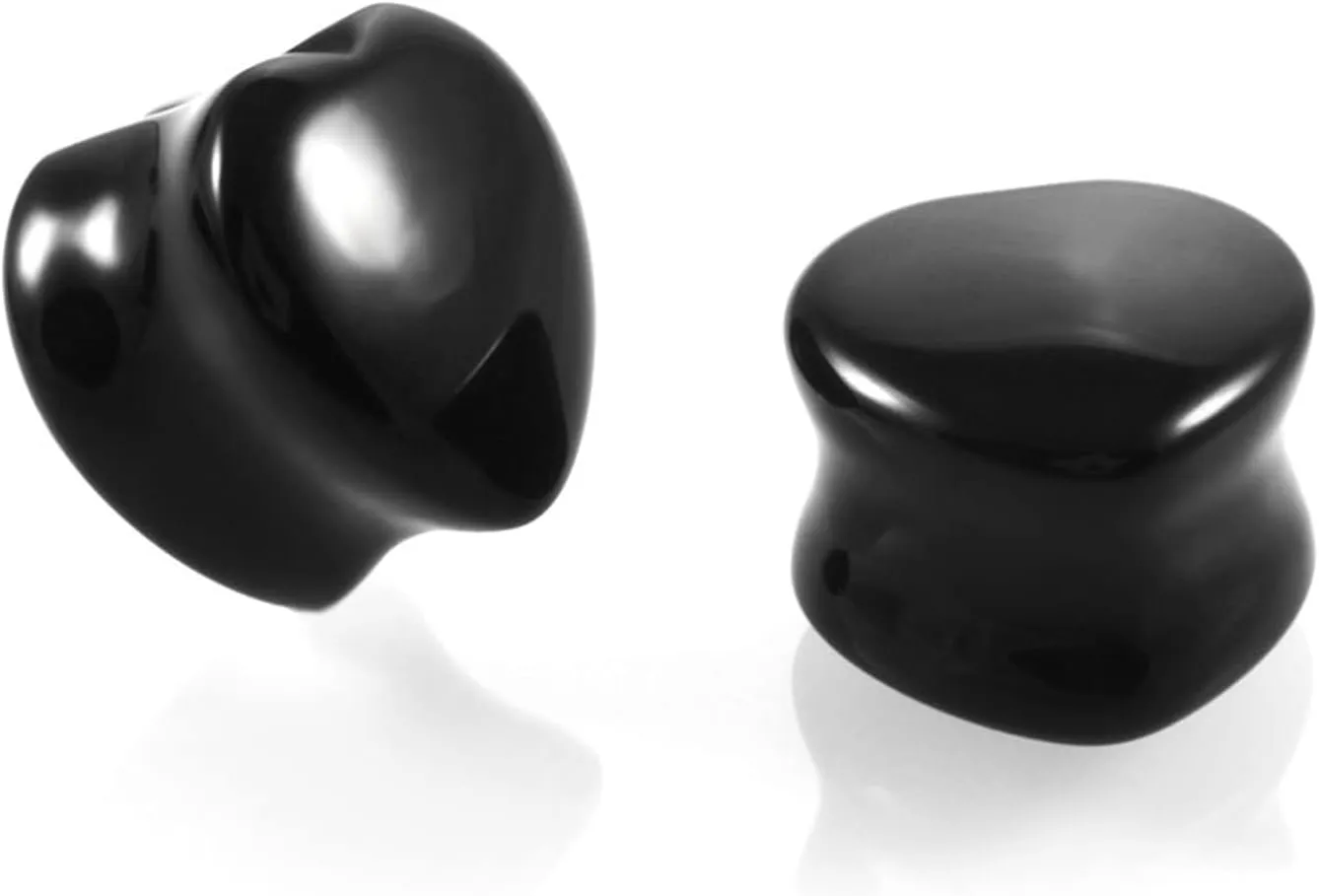 Epinki Mens Ear Plugs Gauges, 1 Pair Ear Gauges Black Heart Stone Women Ear Gauge Stretching Kit