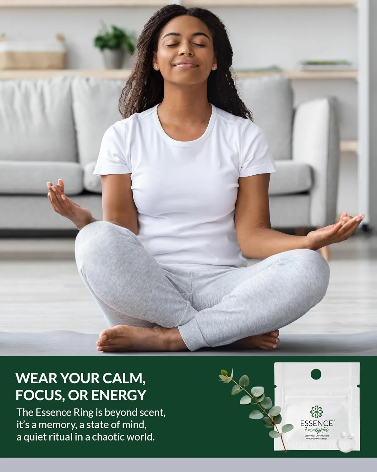 Essence Wearable Aromatherapy Nasal Diffuser  Eucalyptus Essential Oil Nose Ring Silicone Inhaler for Stress & Mood Support - Made in USA & Travel-Friendly