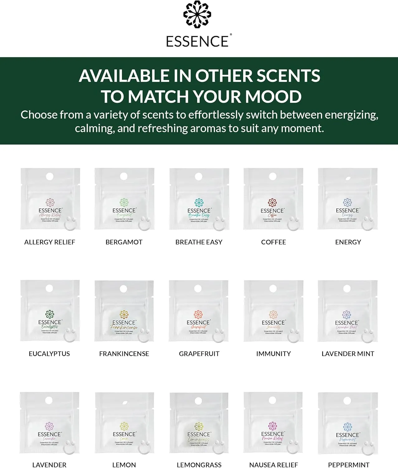 Essence Wearable Aromatherapy Nasal Diffuser  Eucalyptus Essential Oil Nose Ring Silicone Inhaler for Stress & Mood Support - Made in USA & Travel-Friendly