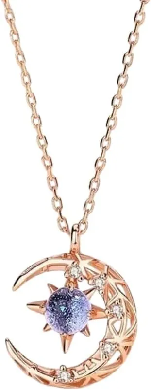 Exquisite Crescent Moon Star Sun Pendant Luxury Imitation Aurora Moonstone Jewelry Valentine's Day PTPNU1965