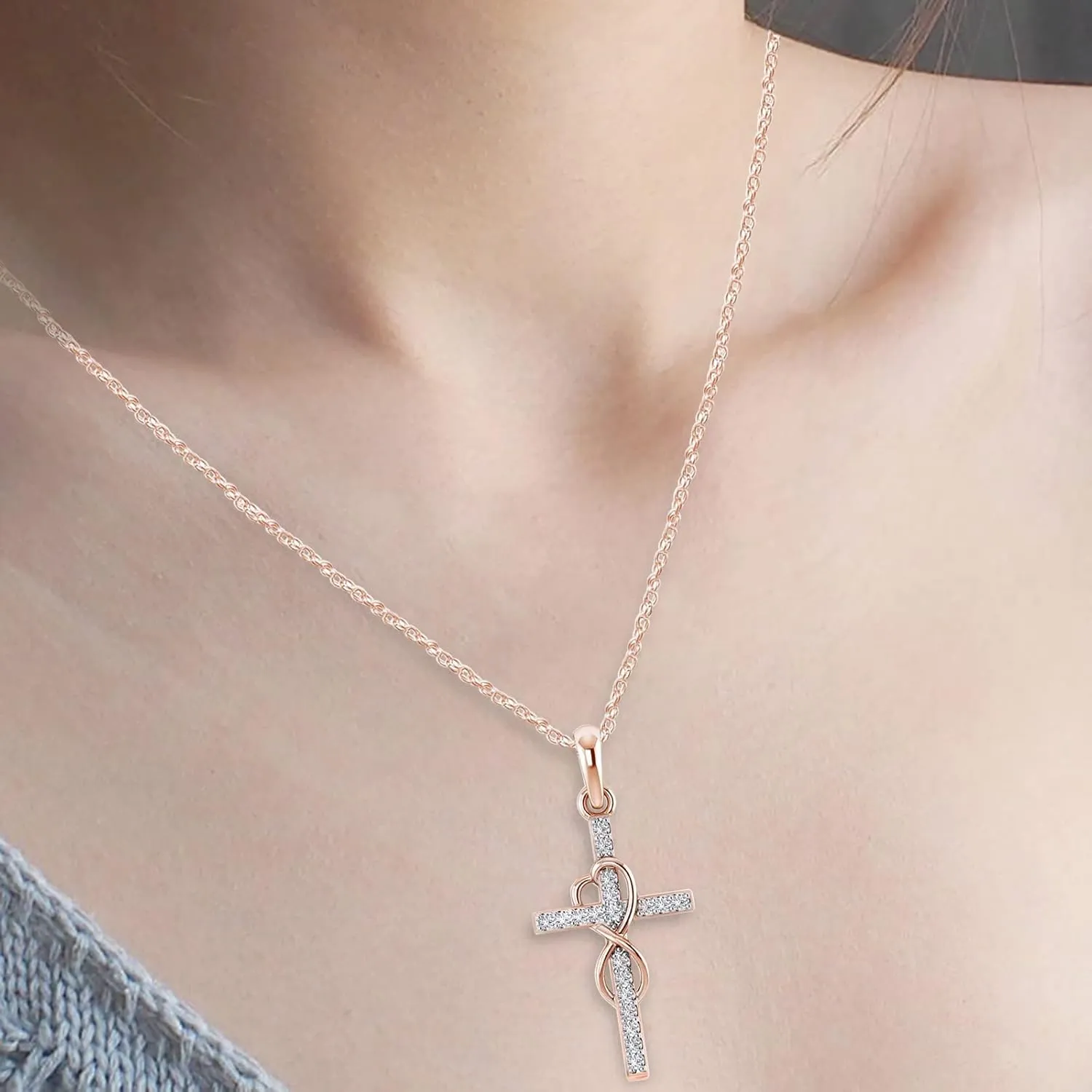 Faith Cross Necklace for Women Full Diamond Infinity Pendant Necklace Sterling Silver Moissanite Necklaces Anniversary Birthday Gifts for Women