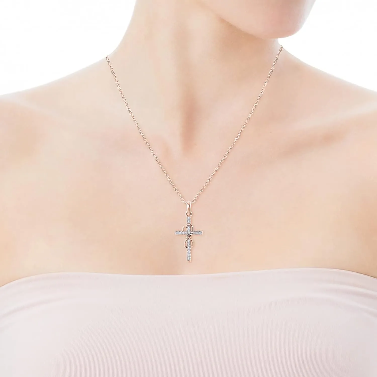 Faith Cross Necklace for Women Full Diamond Infinity Pendant Necklace Sterling Silver Moissanite Necklaces Anniversary Birthday Gifts for Women