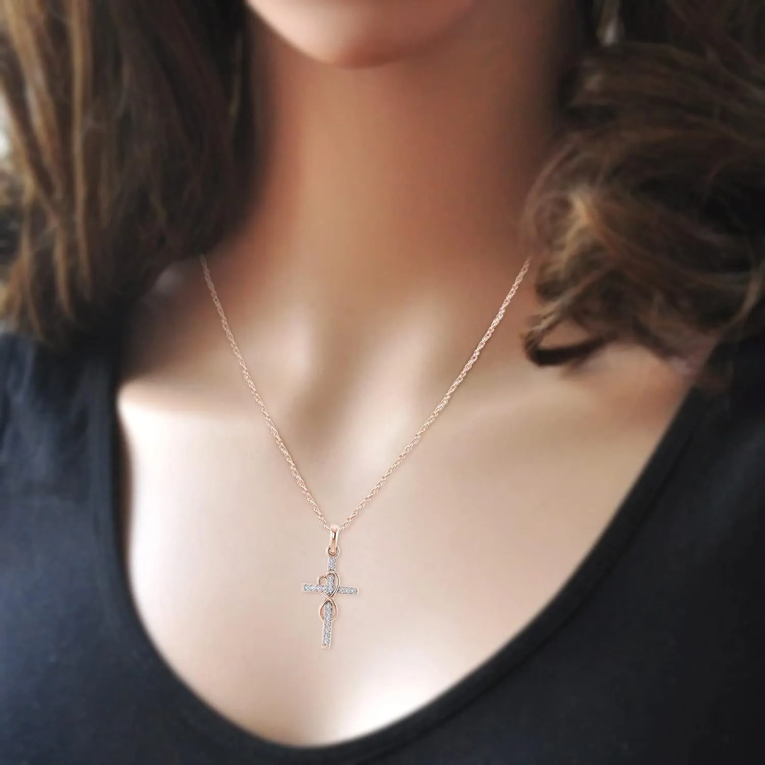 Faith Cross Necklace for Women Full Diamond Infinity Pendant Necklace Sterling Silver Moissanite Necklaces Anniversary Birthday Gifts for Women