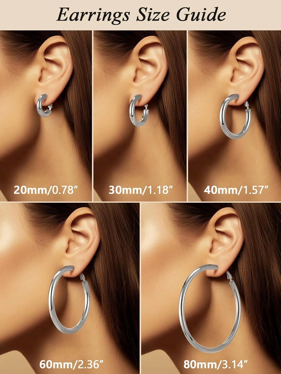FaithHeart Chunky Hoop Earrings for Women, Silver/Black/14K Gold Plated Stainless Steel Earrings Hollow Tube Hoops Hypoallergenic Lightweight Earring 20/30/40/60/80mm