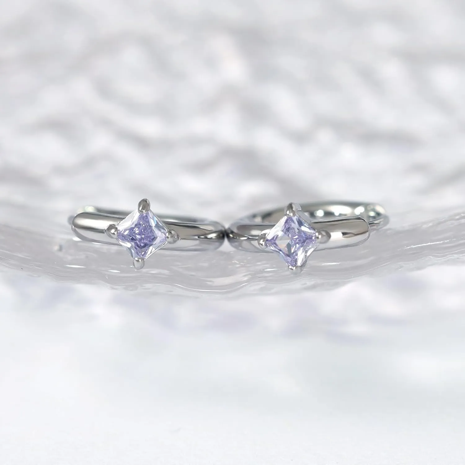 FANSING Birthstone Hoop Earrings for Women Lightweight 316L Surgical Steel Huggie Earrings