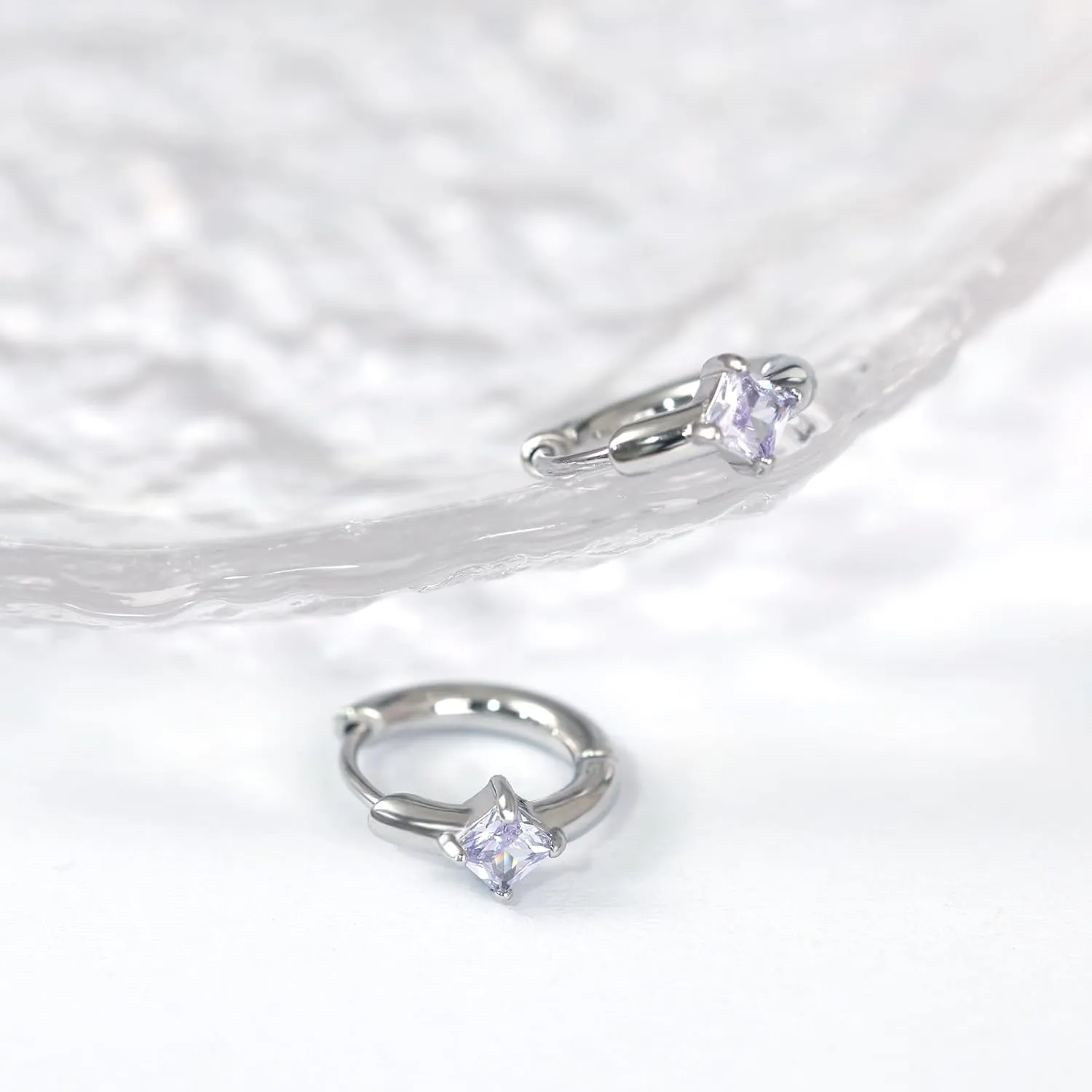 FANSING Birthstone Hoop Earrings for Women Lightweight 316L Surgical Steel Huggie Earrings